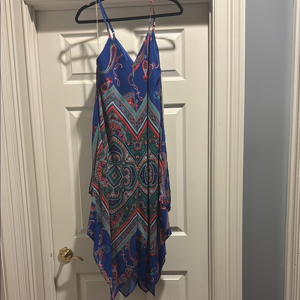 My Michelle Blue and Red Asymmetrical Sundress